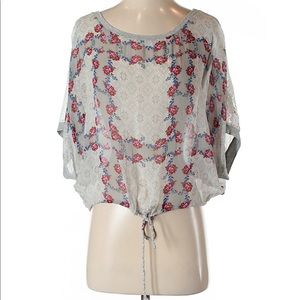 Language short sleeve breezy blouse